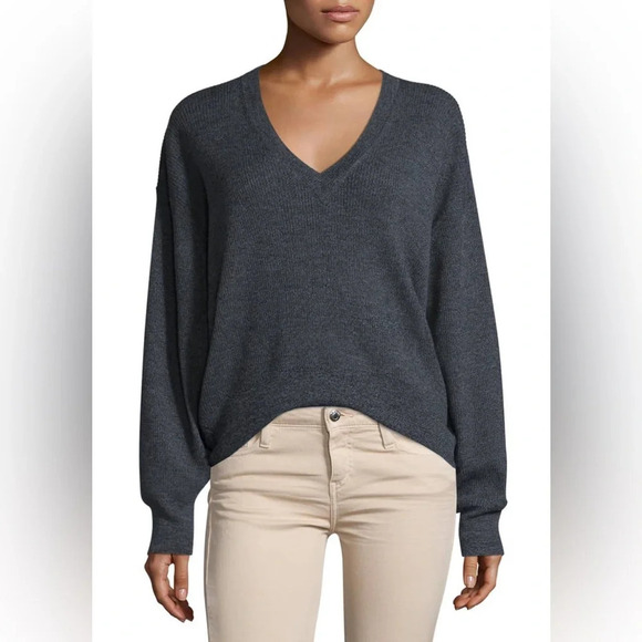 IRO Willy V-Neck Wool Sweater Grey - Picture 1 of 9